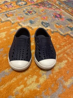 Native Jefferson Slip-On Sneakers in Navy with White Toe Cap